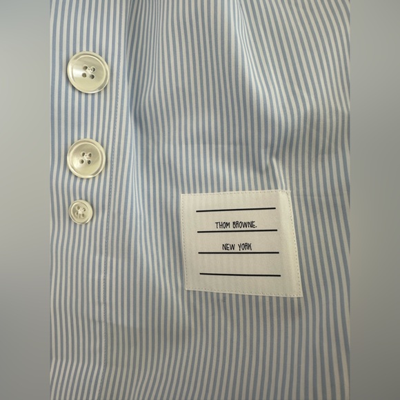 NWT Thom Browne Striped Cotton Poplin Supersized Button-Down Shirt - Picture 9 of 10